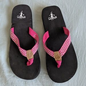 Corkys Pink Rhinstone Flip Flops Sandals